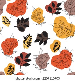 Autumn Leaves seamless pattern fall background