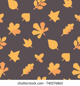 Autumn leaves seamless pattern. Fall leaves flat icons background