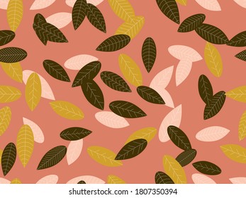 Autumn leaves seamless pattern. Falling leaves, leaf fall. Background for surfaces, printing on paper and fabric. Vector illustration