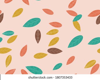 El otoño deja un patrón impecable. Caer hojas, caer hojas. Fondo para superficies, impresión en papel y tela. Ilustración del vector