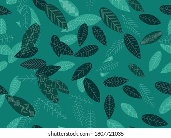 Autumn leaves seamless pattern. Falling leaves, leaf fall. Background for surfaces, printing on paper and fabric. Vector illustration
