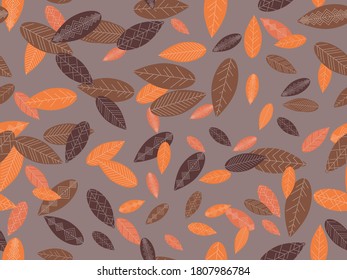 El otoño deja un patrón impecable. Caer hojas, caer hojas. Fondo para superficies, impresión en papel y tela. Ilustración del vector