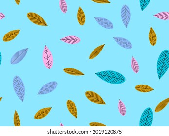 Autumn leaves seamless pattern. Falling leaves. Background for printing on paper, banners and promotional items. Vector illustration