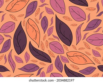 Autumn leaves seamless pattern. Falling leaves. Design for wrapping paper, print,  fabric and printing. Vector illustration