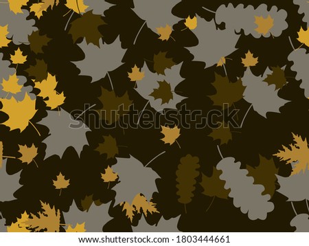 Autumn leaves seamless pattern. Falling leaves, leaf fall. Oak and maple. Background for wrapping paper, print, fabric and printing. Vector illustration 