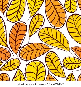 Autumn leaves seamless pattern, floral vector seamless background, hand drawn.
