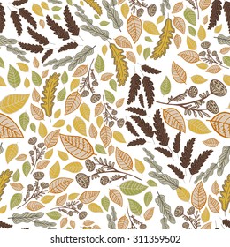 autumn leaves seamless pattern. hand drawn vector background