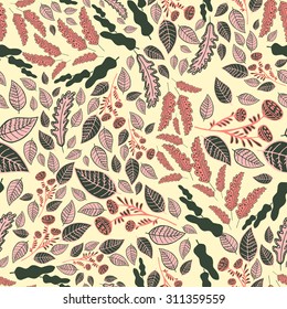 autumn leaves seamless pattern. hand drawn vector background