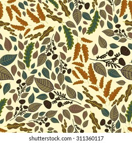 autumn leaves seamless pattern. hand drawn vector background