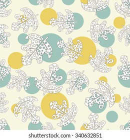 Autumn Leaves seamless pattern including oak tree leaves.