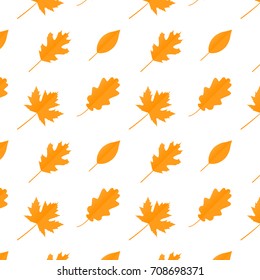 Autumn leaves seamless pattern. Maple, oak and other trendy leaves. 