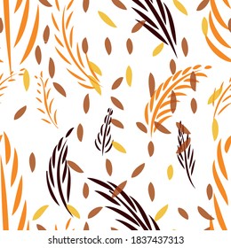 autumn leaves seamless pattern. autumn mood. design for fabric, postcards, wrapping paper. packaging design for eco products, organic food. beautiful wallpaper for walls rustic style. EPS Vector 10