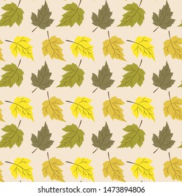 Autumn leaves seamless pattern on apricot white vector - Fabric textile design collections
