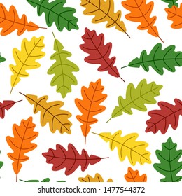 Autumn leaves seamless pattern on white background. Decorative trees vector illustration. Cute forest background. Scandinavian style design for textile, wallpaper, fabric, decor.