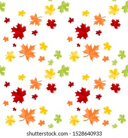 Autumn leaves seamless pattern on white background