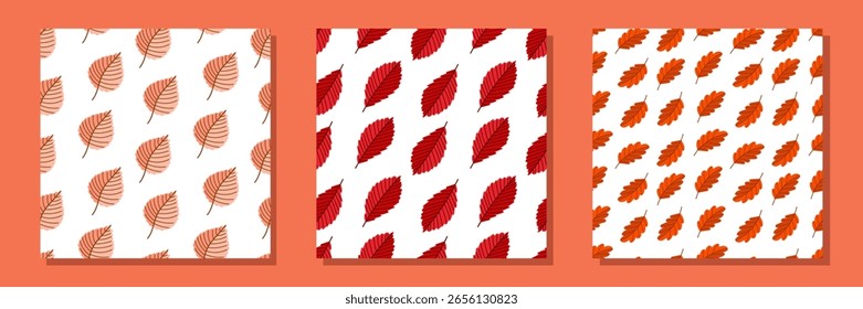 Autumn leaves seamless pattern on dark background
