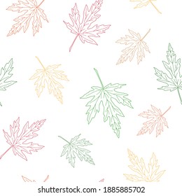 Hojas de otoño contorno de patrón sin fisuras imágenes estacionales ornamento simple de caída repetida ornamento en forma de doodle dibujado a mano para papel de regalo, textil