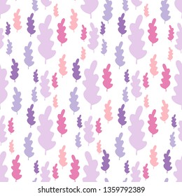 Autumn leaves seamless pattern in pastel colors.  Leaf branch backdrop. Vector forest illustration on white background. Fall season wallpaper. Simple flat style for  textile fabric, wrapping