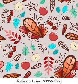 autumn leaves seamless pattern, repeating vector texture