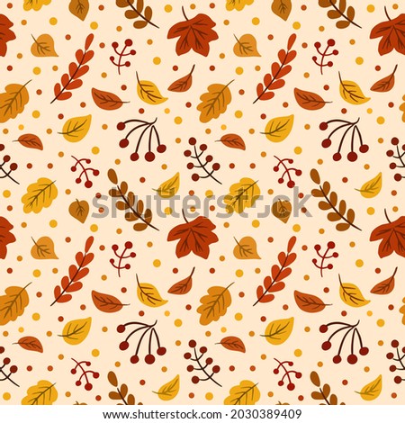 autumn leaves seamless pattern, repeating vector texture