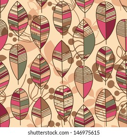 Autumn leaves seamless pattern retro style vector