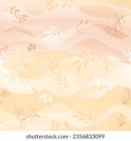 Autumn leaves seamless pattern. Season floral watercolor drawn organic autumnal texture. Fall leaf nature icon background.