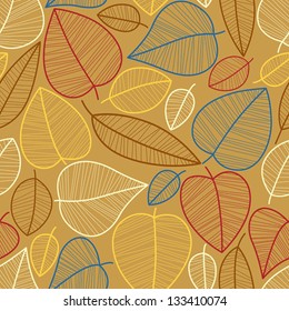 Autumn leaves seamless pattern, seasonal vector background.