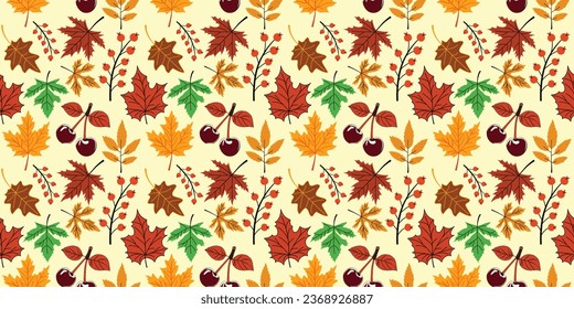 Hojas de otoño diseño vectorial de conjuntos de patrones sin fisuras