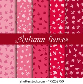 Autumn leaves seamless pattern set. For wallpaper, bed linen, tiles, fabrics, backgrounds. Vector illustration.