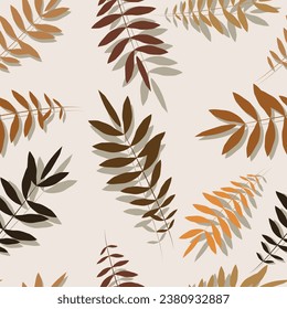Autumn leaves seamless pattern with shadow.