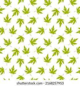 Autumn leaves seamless pattern, simple vector minimalist concept flat style illustration, multicolored hand drawn natural floral ornament for invitations, textile, gift paper, autumn holiday decor