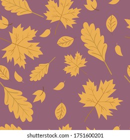 Autumn Leaves Seamless Pattern. Swatch Included.