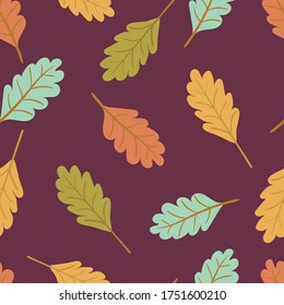 Autumn Leaves Seamless Pattern. Swatch Included.