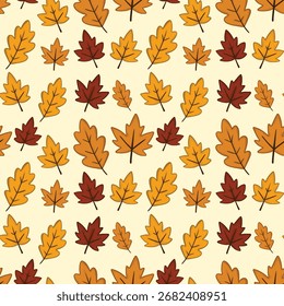 El otoño deja el patrón sin fisuras que es perfecto para la impresión de la tela, Fondo de pantalla, telón de fondo, impresión del abrigo, decoración. Archivo de Vector. Ilustración de hoja de otoño