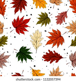 autumn leaves seamless pattern, vector