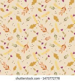 Autumn leaves seamless pattern vector.