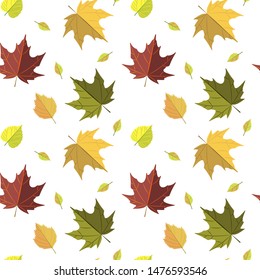 Autumn leaves seamless pattern. Vector illustration