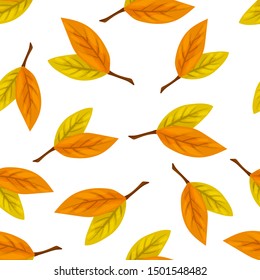 Autumn leaves seamless pattern. Vector illustration on white background.