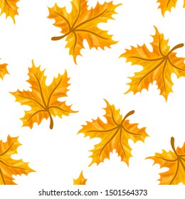 Autumn leaves seamless pattern. Vector illustration on white background.