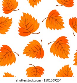 Autumn leaves seamless pattern. Vector illustration on white background.