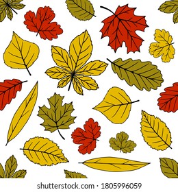 Autumn leaves seamless pattern vector