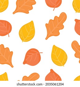 Autumn Leaves seamless pattern. vector background with plant.