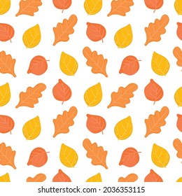Autumn Leaves seamless pattern. vector background with plant.