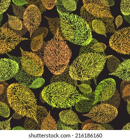 Autumn leaves, seamless pattern, vector