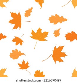 Autumn Leaves. Seamless pattern. Vector illustration background.