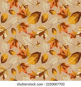 Autumn leaves seamless pattern vector design for fabric or wallpaper.abstract illustration.