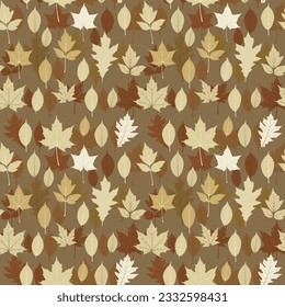 Autumn leaves seamless pattern, vector fall illustration. Red, yellow, and brown leaf background. Back to school design
