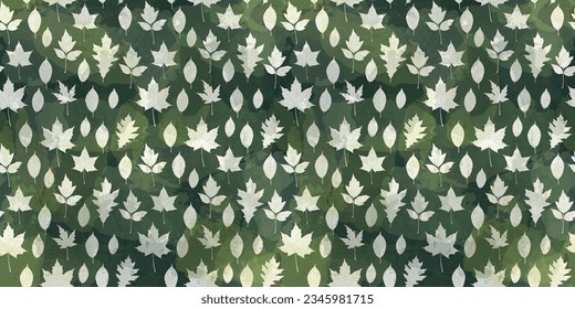 Autumn leaves seamless pattern, vector watercolor fall illustration. Red, yellow, and brown leaf background.