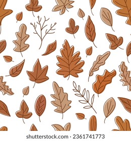 Der Herbst hinterlässt ein nahtloses Muster. Vektorhintergrund für Tapeten, Verpackungspapier und Stoffe.