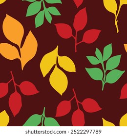 Autumn leaves seamless pattern vector Hand drawn 